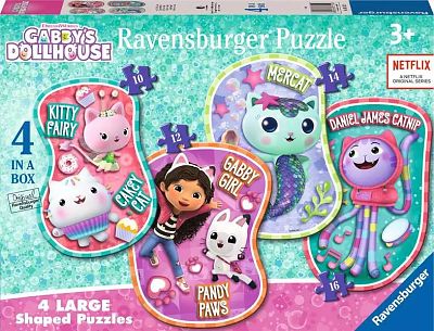Cover of Gabby's Dollhouse 4x Large Shaped Puzzles