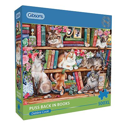 Cover of Puss Back in Books, 500 XL piece puzzle
