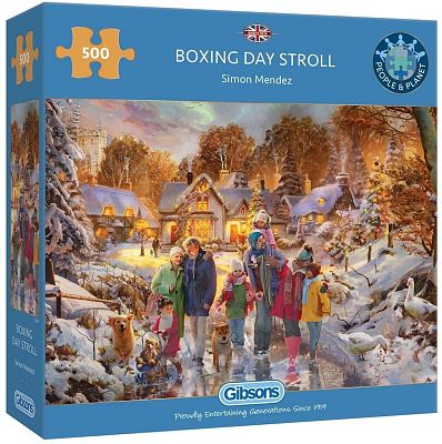 Cover of Boxing Day Stroll 500 piece puzzle - Gibsons - 5012269036107